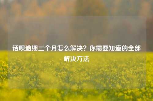 话呗逾期三个月怎么解决？你需要知道的全部解决方法