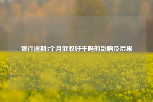 银行逾期3个月催收好干吗的影响及后果