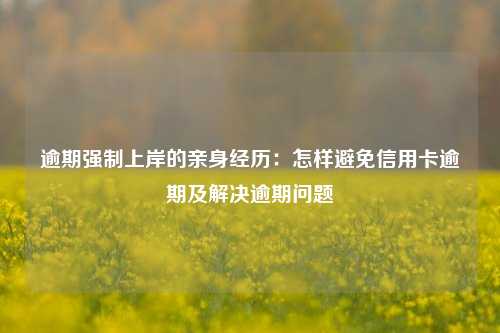 逾期强制上岸的亲身经历：怎样避免信用卡逾期及解决逾期问题