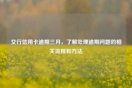 交行信用卡逾期三月，了解处理逾期问题的相关流程和方法