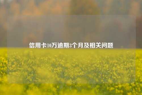 信用卡10万逾期3个月及相关问题