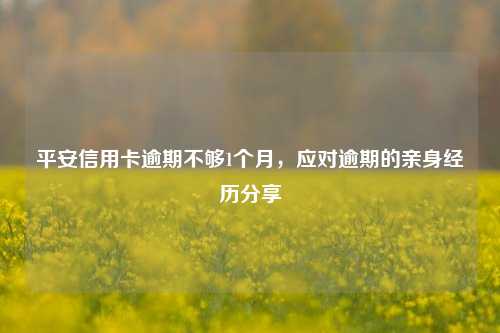 平安信用卡逾期不够1个月，应对逾期的亲身经历分享