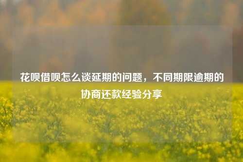 花呗借呗怎么谈延期的问题，不同期限逾期的协商还款经验分享