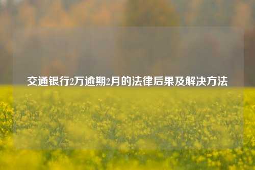 交通银行2万逾期2月的法律后果及解决方法