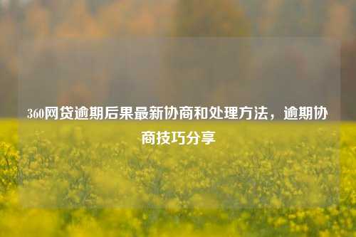 360网贷逾期后果最新协商和处理方法，逾期协商技巧分享