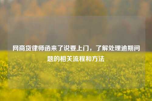 网商贷律师函来了说要上门，了解处理逾期问题的相关流程和方法