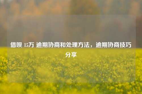 借呗 15万 逾期协商和处理方法，逾期协商技巧分享