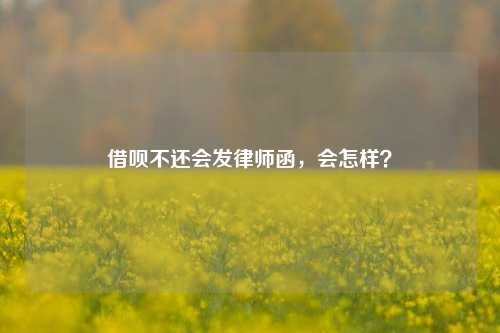 借呗不还会发律师函，会怎样？