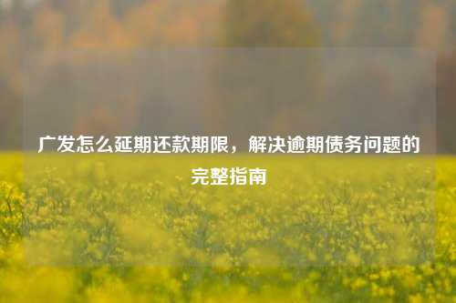 广发怎么延期还款期限，解决逾期债务问题的完整指南