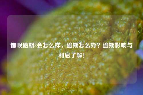 借呗逾期3会怎么样，逾期怎么办？逾期影响与利息了解！