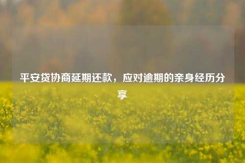 平安贷协商延期还款，应对逾期的亲身经历分享