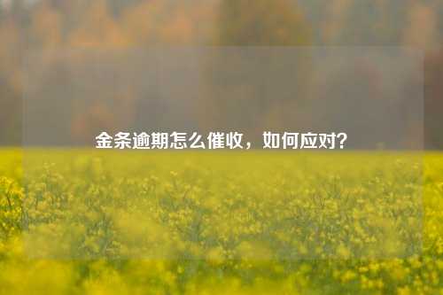 金条逾期怎么催收，如何应对？