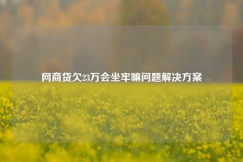 网商贷欠23万会坐牢嘛问题解决方案