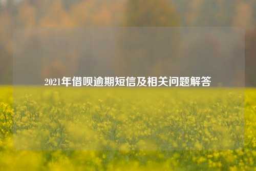 2021年借呗逾期短信及相关问题解答