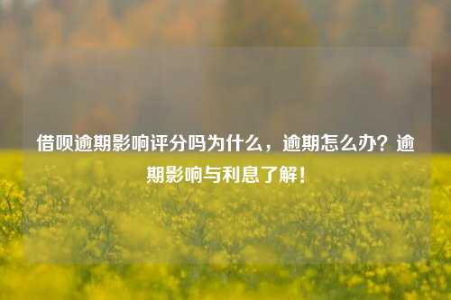 借呗逾期影响评分吗为什么，逾期怎么办？逾期影响与利息了解！