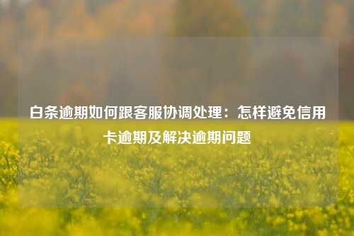 白条逾期如何跟客服协调处理：怎样避免信用卡逾期及解决逾期问题