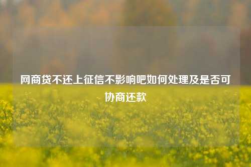 网商贷不还上征信不影响吧如何处理及是否可协商还款