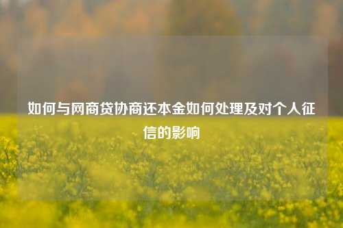 如何与网商贷协商还本金如何处理及对个人征信的影响