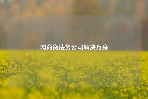 网商贷法务公司解决方案