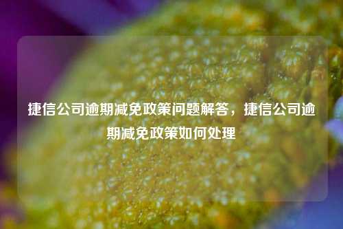 捷信公司逾期减免政策问题解答，捷信公司逾期减免政策如何处理