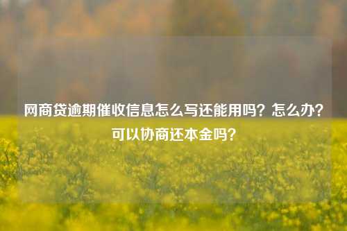 网商贷逾期催收信息怎么写还能用吗？怎么办？可以协商还本金吗？