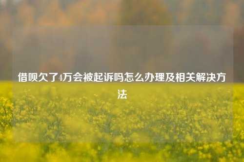 借呗欠了4万会被起诉吗怎么办理及相关解决方法