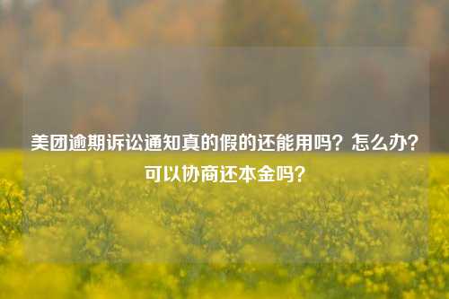 美团逾期诉讼通知真的假的还能用吗？怎么办？可以协商还本金吗？