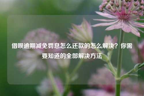 借呗逾期减免罚息怎么还款的怎么解决？你需要知道的全部解决方法