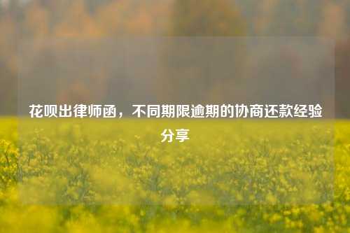 花呗出律师函，不同期限逾期的协商还款经验分享