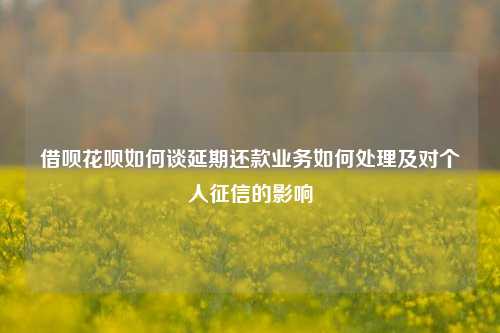 借呗花呗如何谈延期还款业务如何处理及对个人征信的影响