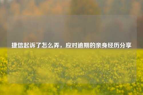 捷信起诉了怎么弄，应对逾期的亲身经历分享