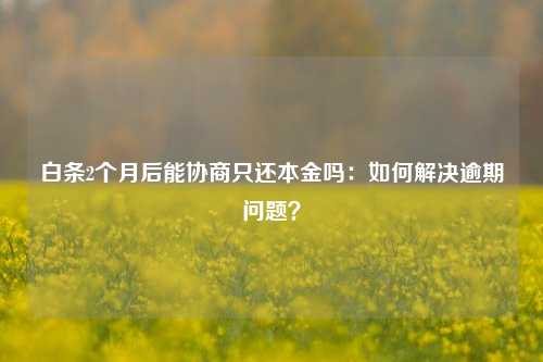 白条2个月后能协商只还本金吗：如何解决逾期问题？