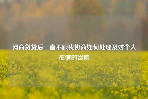 网商贷贷后一直不跟我协商如何处理及对个人征信的影响