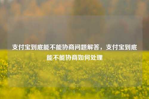 支付宝到底能不能协商问题解答，支付宝到底能不能协商如何处理