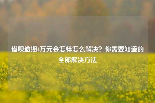 借呗逾期4万元会怎样怎么解决？你需要知道的全部解决方法