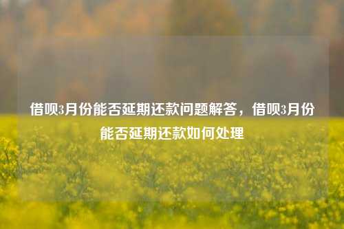 借呗3月份能否延期还款问题解答，借呗3月份能否延期还款如何处理