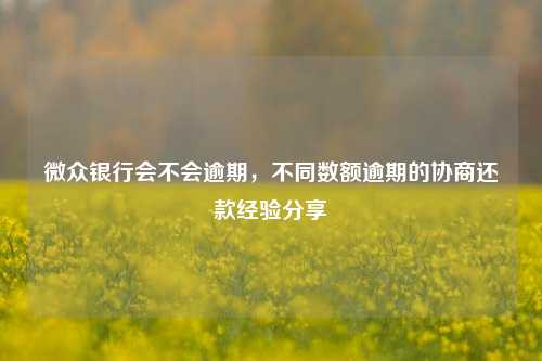 微众银行会不会逾期，不同数额逾期的协商还款经验分享