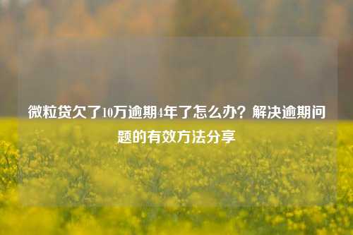 微粒贷欠了10万逾期4年了怎么办？解决逾期问题的有效方法分享