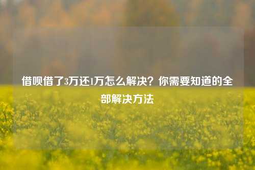 借呗借了3万还1万怎么解决？你需要知道的全部解决方法