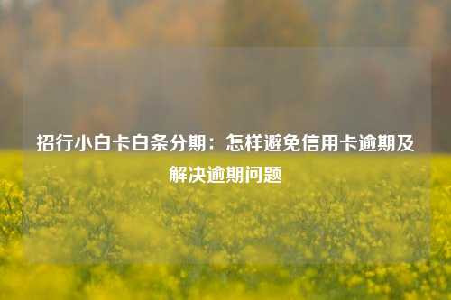 招行小白卡白条分期：怎样避免信用卡逾期及解决逾期问题