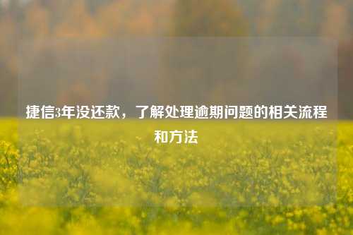 捷信3年没还款，了解处理逾期问题的相关流程和方法