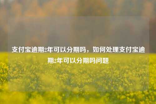 支付宝逾期2年可以分期吗，如何处理支付宝逾期2年可以分期吗问题