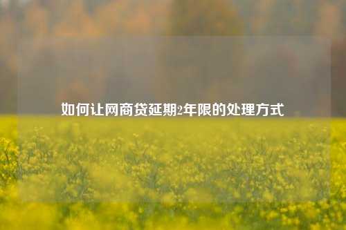 如何让网商贷延期2年限的处理方式