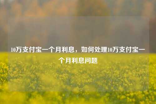 10万支付宝一个月利息，如何处理10万支付宝一个月利息问题