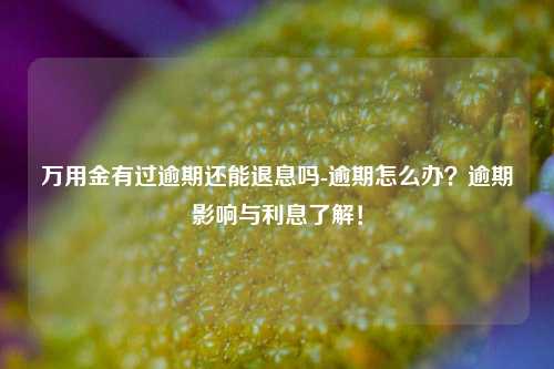 万用金有过逾期还能退息吗-逾期怎么办？逾期影响与利息了解！