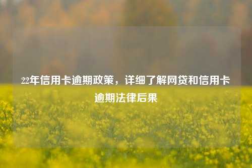 22年信用卡逾期政策，详细了解网贷和信用卡逾期法律后果