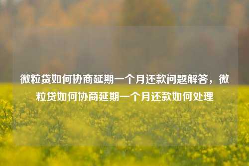 微粒贷如何协商延期一个月还款问题解答，微粒贷如何协商延期一个月还款如何处理