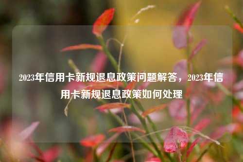 2023年信用卡新规退息政策问题解答，2023年信用卡新规退息政策如何处理