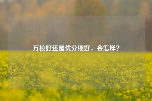 万校好还是优分期好，会怎样？