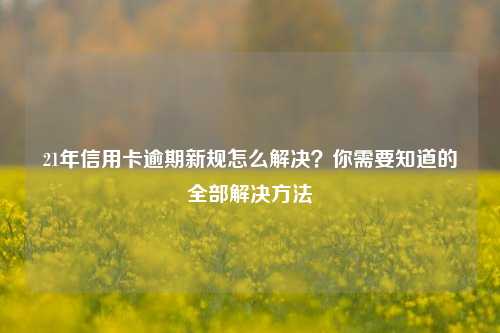 21年信用卡逾期新规怎么解决？你需要知道的全部解决方法